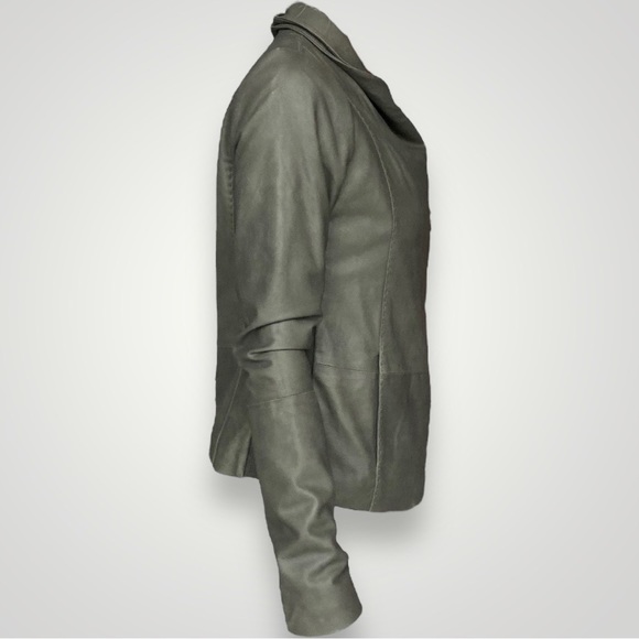 Vince Green Leather Biker Jacket 🐊 - Picture 5 of 7